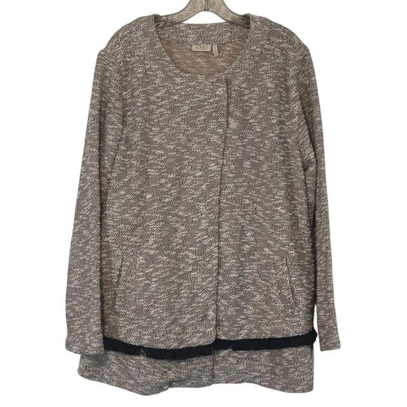 Lori Goldstein LOGO Boucle Textured Coatigan w Contrast Fringe XL - Picture 1 of 8